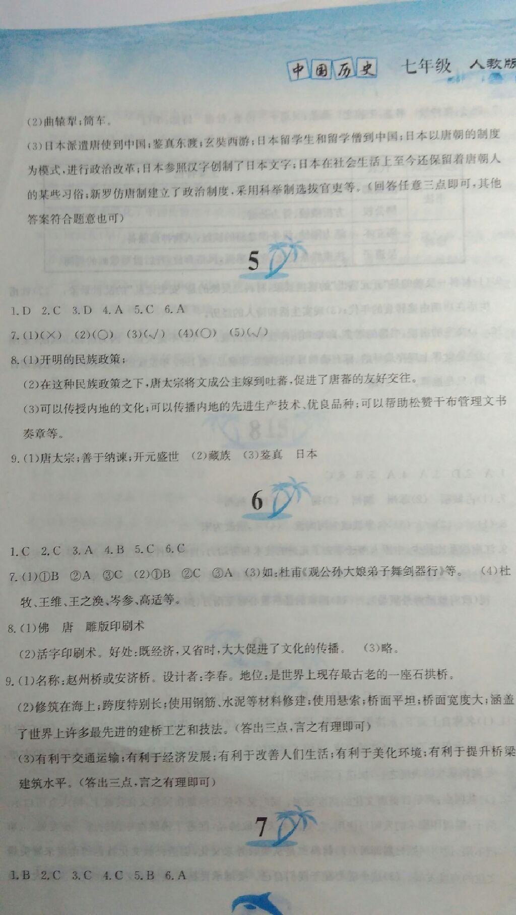 2015年暑假作业七年级中国历史人教版黄山书社 第13页