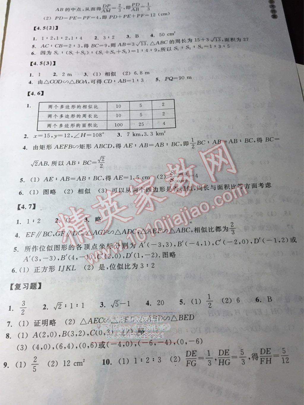 2015年作業(yè)本九年級數(shù)學(xué)上冊浙教版浙江教育出版社 第11頁