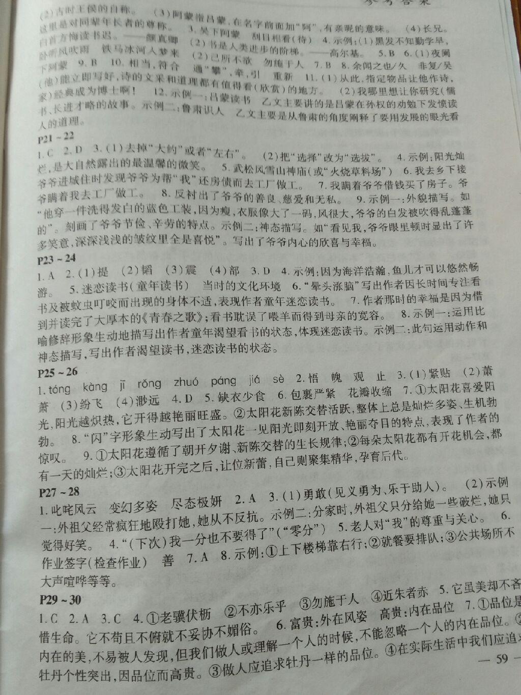 2015年快乐的假日暑假作业七年级语文 第3页