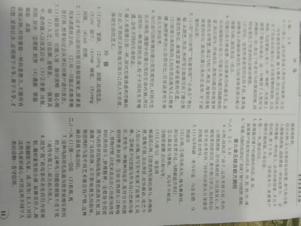 2015年英才教程中学奇迹课堂教材解读完全学习攻略七年级语文下册人教版 第11页