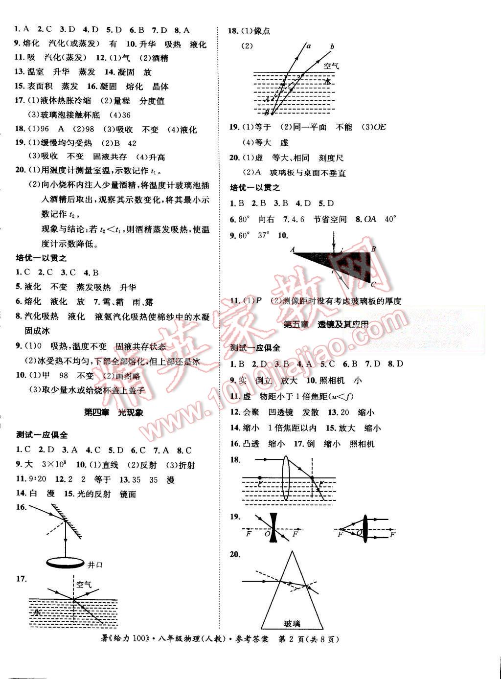 2015年学年总复习给力100八年级物理人教版 第2页