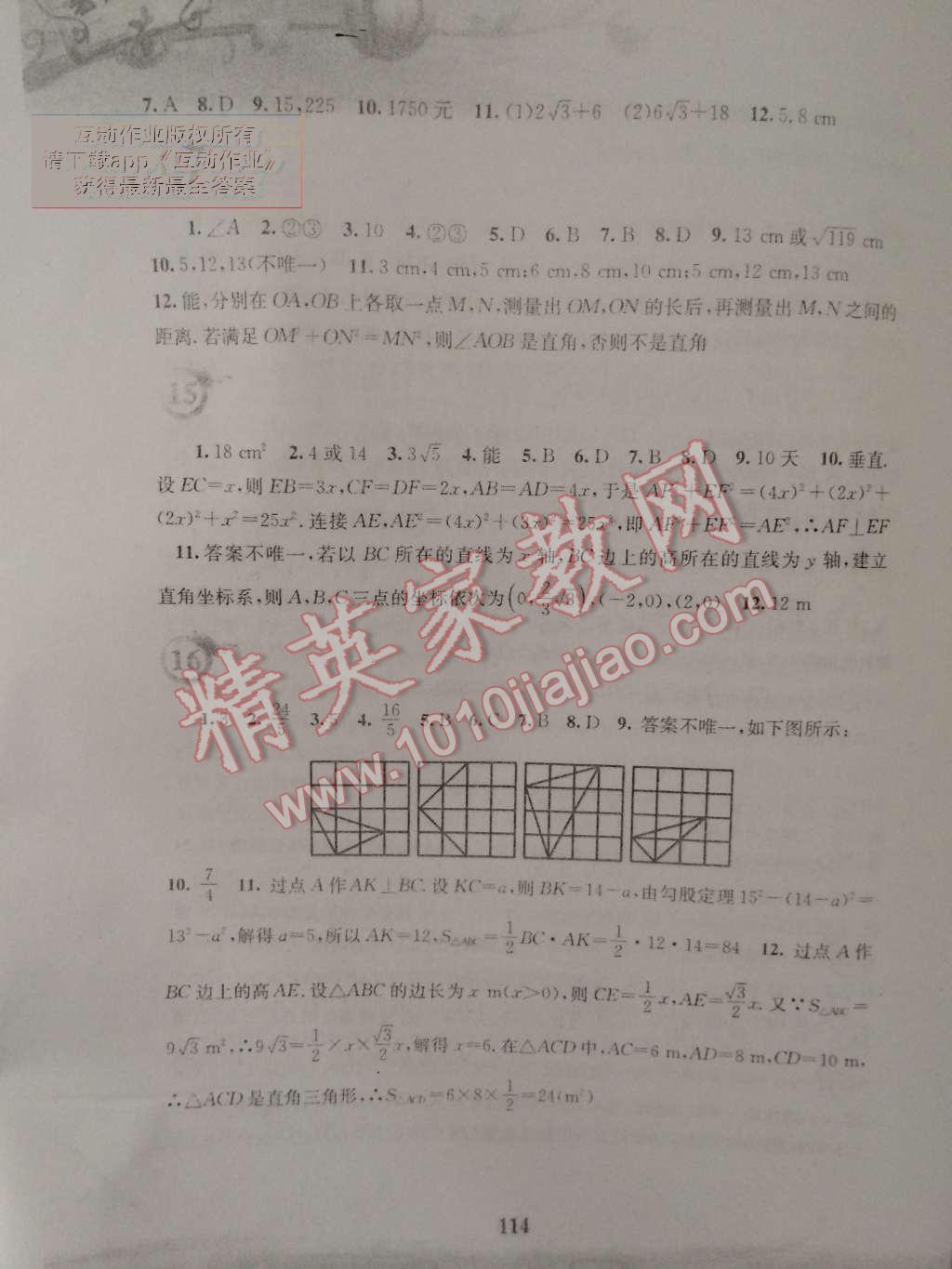 2015年暑假作业八年级数学通用版S安徽教育出版社 第4页