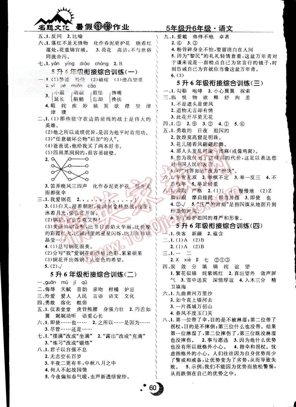 2015年暑假銜接教材期末暑假預(yù)習(xí)5升6年級語文 第4頁