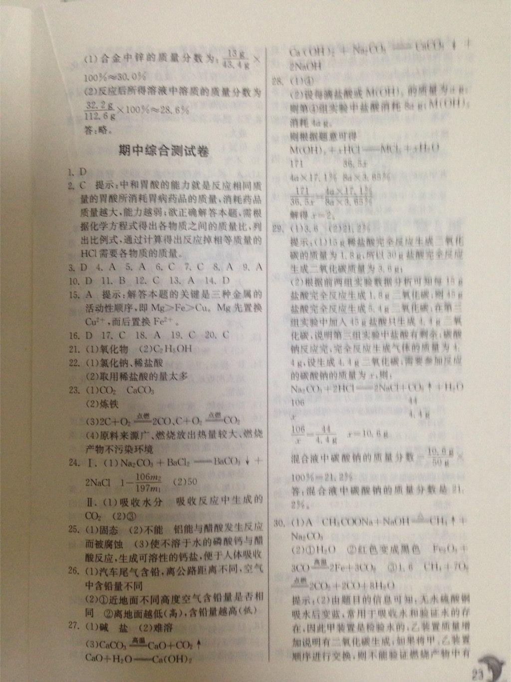 實驗班提優(yōu)訓(xùn)練九年級科學(xué)上冊浙教版 第23頁