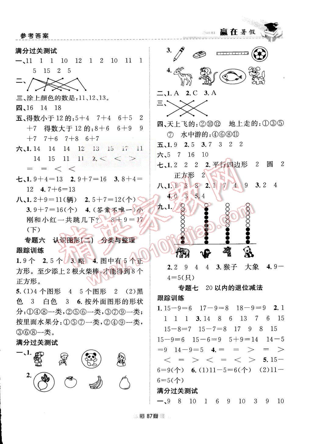 2015年贏在暑假銜接教材1升2年級數(shù)學(xué)人教版 第3頁