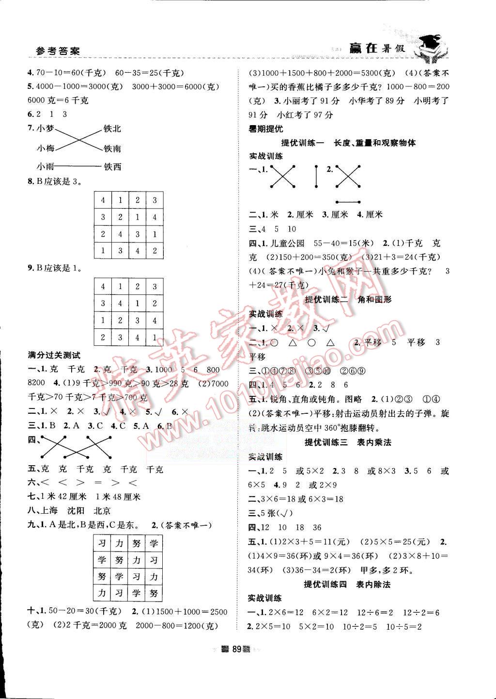 2015年赢在暑假衔接教材2升3年级数学人教版 第5页