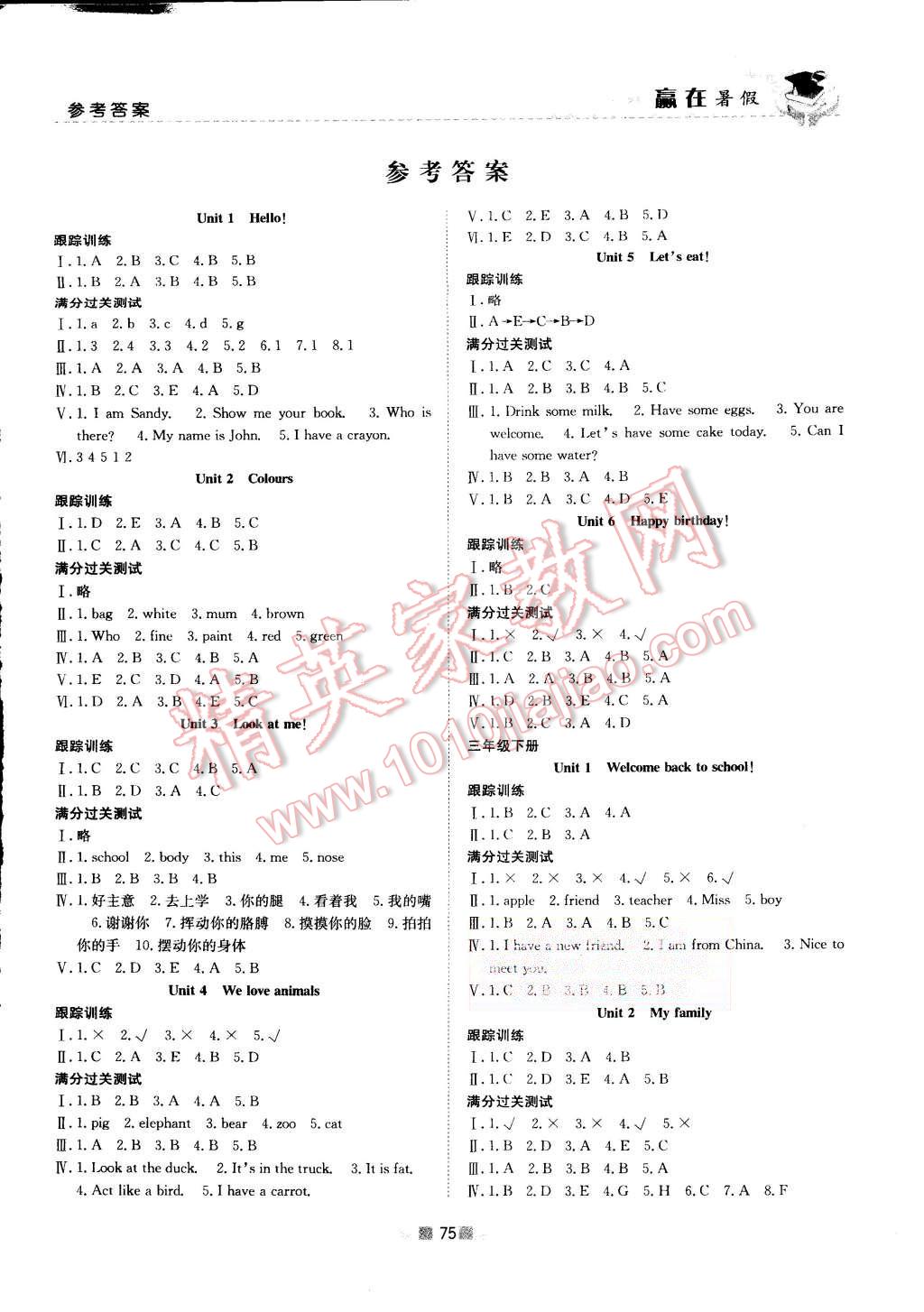 2015年贏在暑假銜接教材3升4年級英語人教版 第1頁