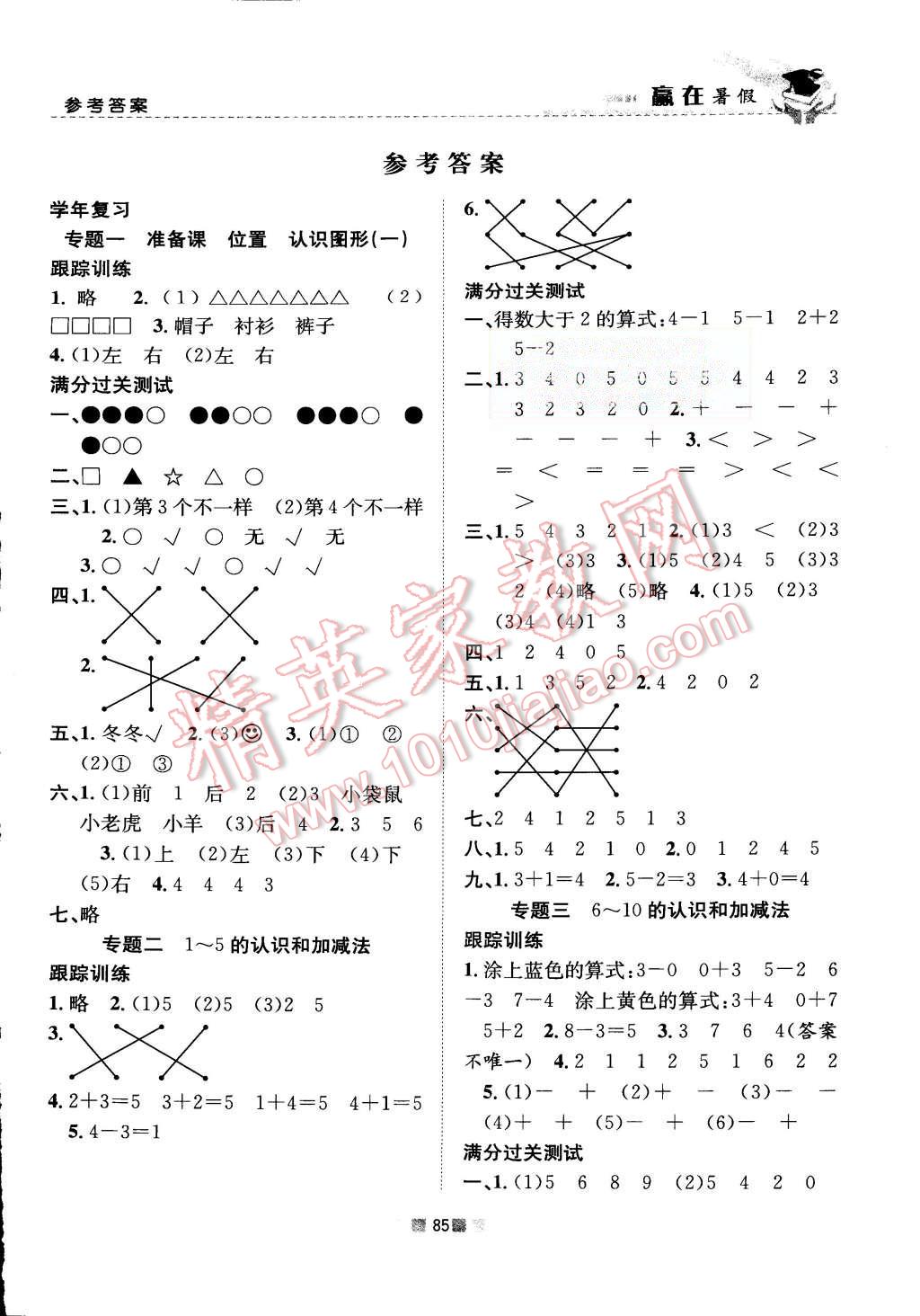 2015年赢在暑假衔接教材1升2年级数学人教版 第1页