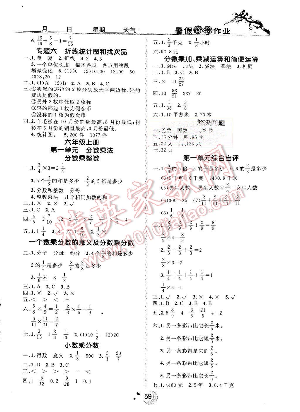 2015年暑假銜接教材期末暑假預(yù)習(xí)5升6年級數(shù)學(xué) 第3頁