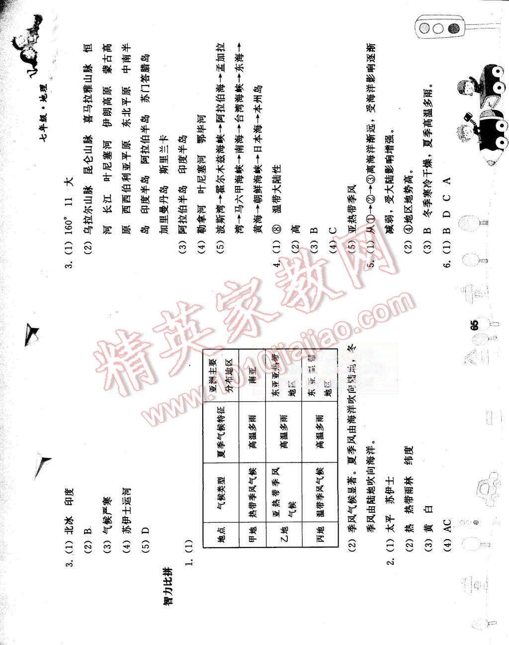 2015年暑假作业七年级地理人教版人民教育出版社 第2页