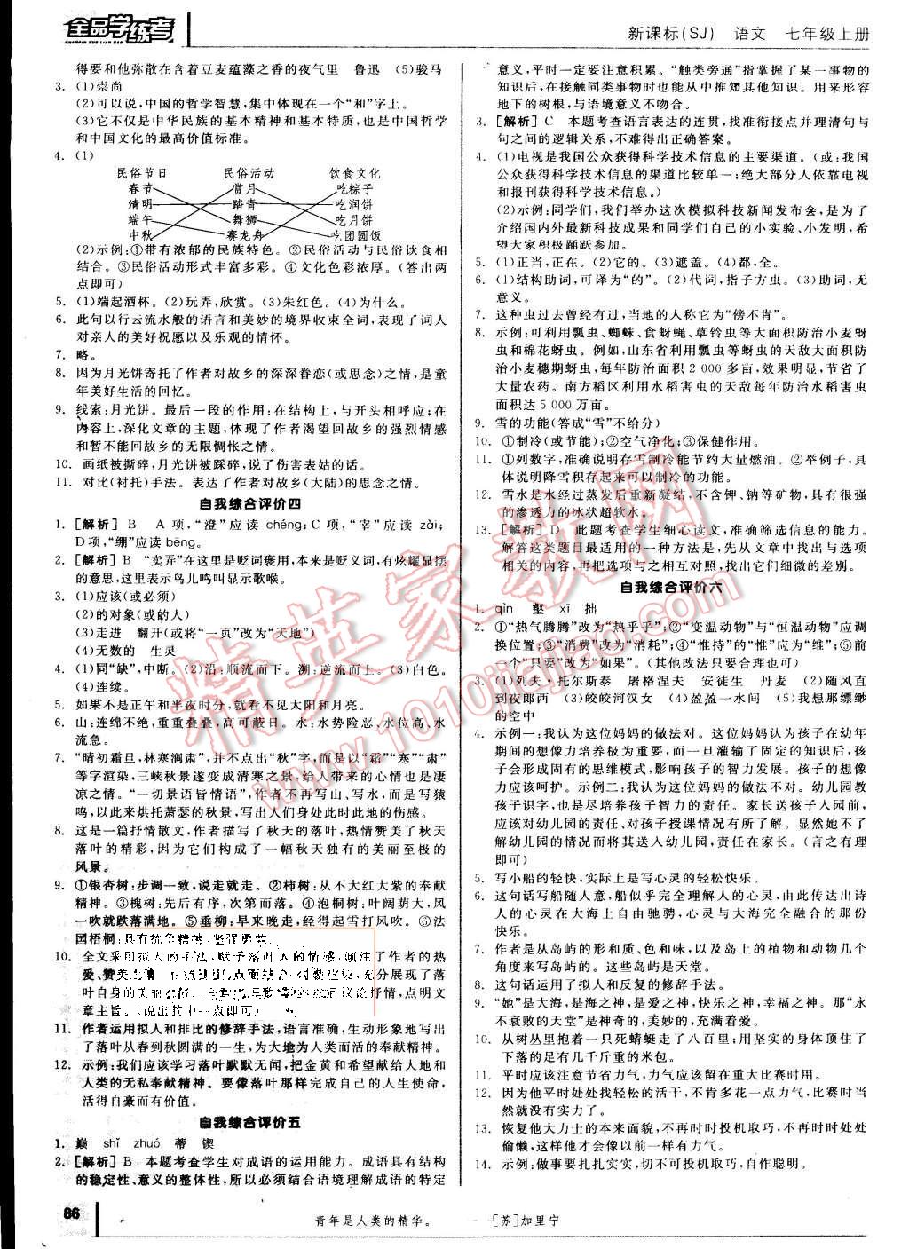 2015年全品學(xué)練考七年級(jí)語文上冊(cè)蘇教版 第20頁