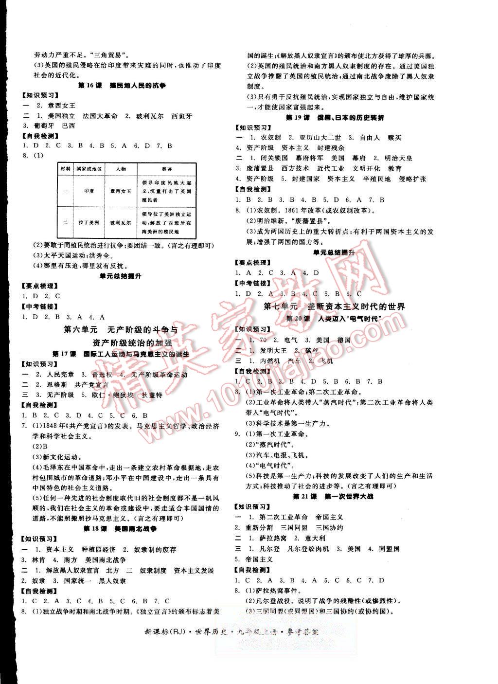 2015年全品学练考九年级世界历史上册人教版 第4页