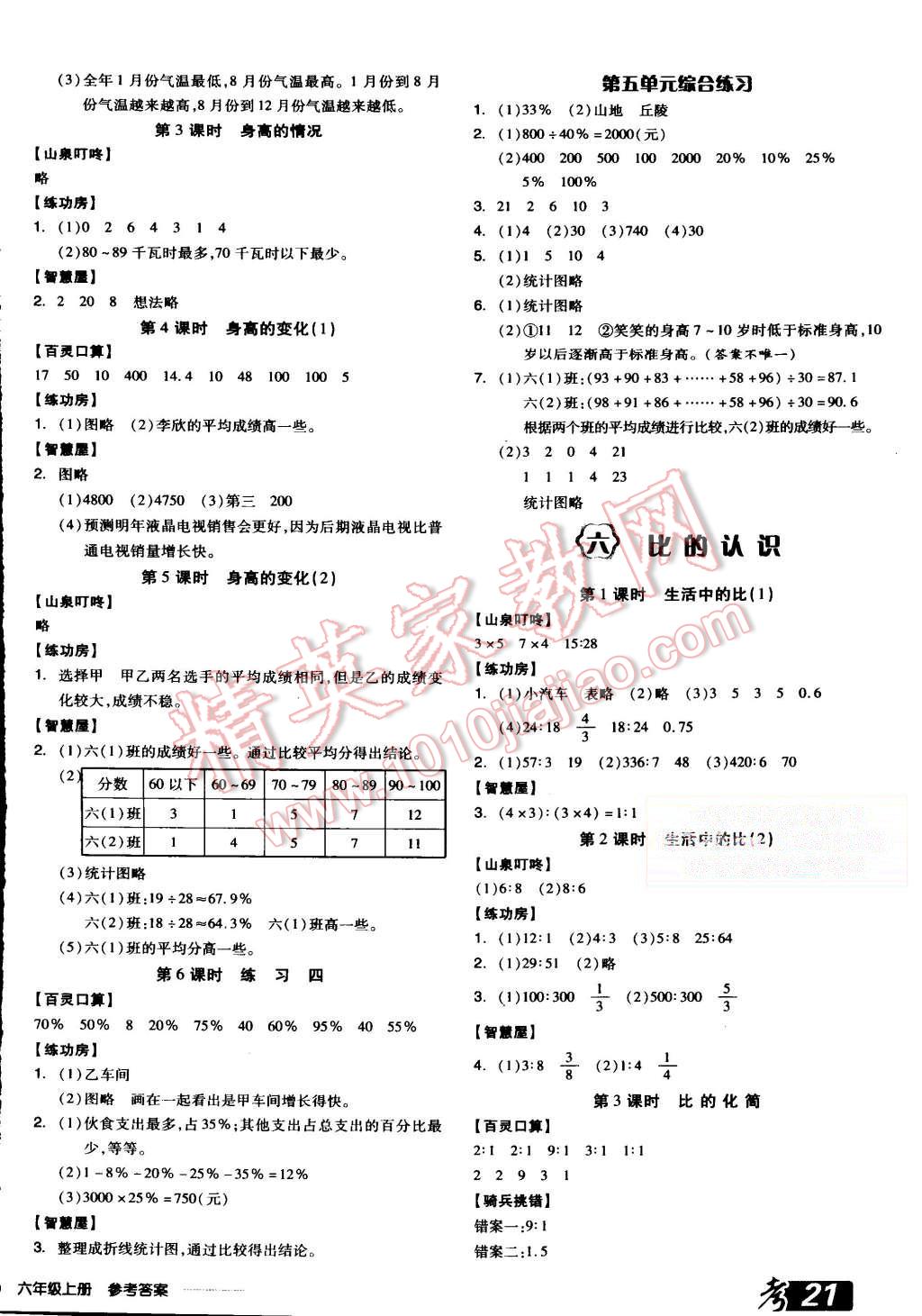 2015年全品学练考六年级数学上册北师大版 第6页