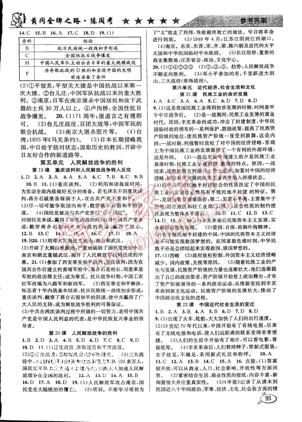 2015年黃岡金牌之路練闖考八年級歷史上冊岳麓版 第5頁