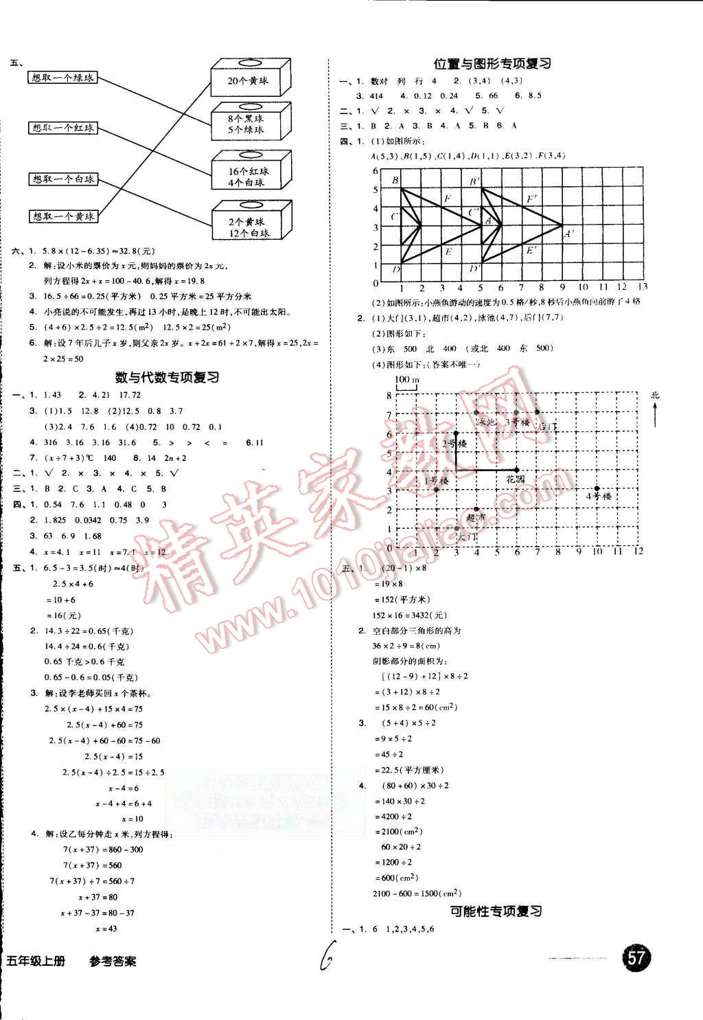 2015年同步活页测试卷全品小复习五年级数学上册人教版 第6页