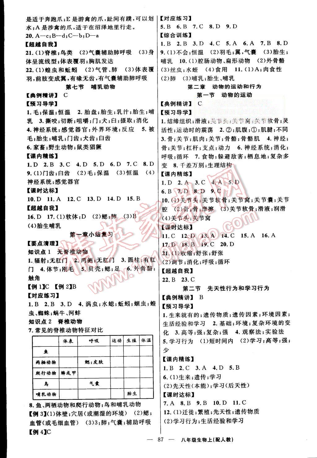 2015年黄冈金牌之路练闯考八年级生物上册人教版 第3页