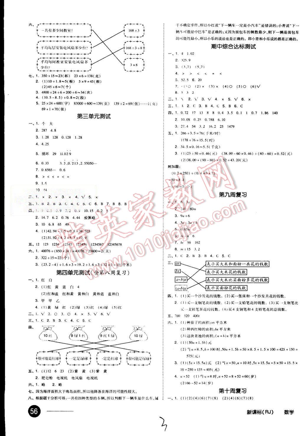 2015年同步活頁測試卷全品小復習五年級數(shù)學上冊人教版 第3頁