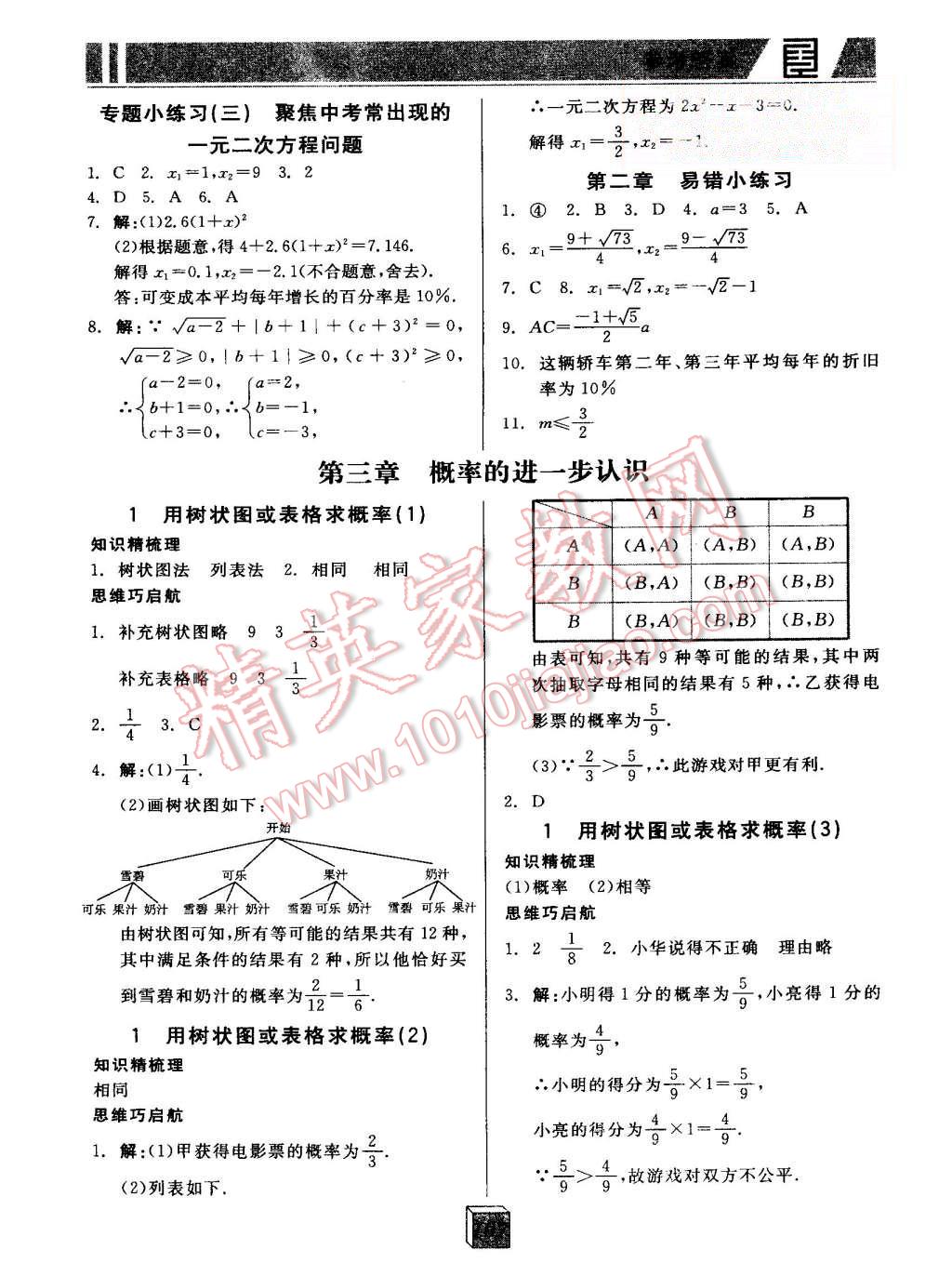 2015年全品基础小练习九年级数学上册北师大版 第5页