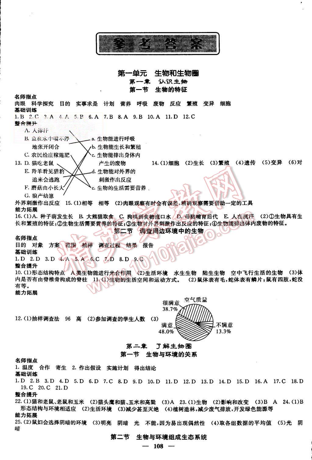 2015年名校课堂内外七年级生物上册人教版 第1页