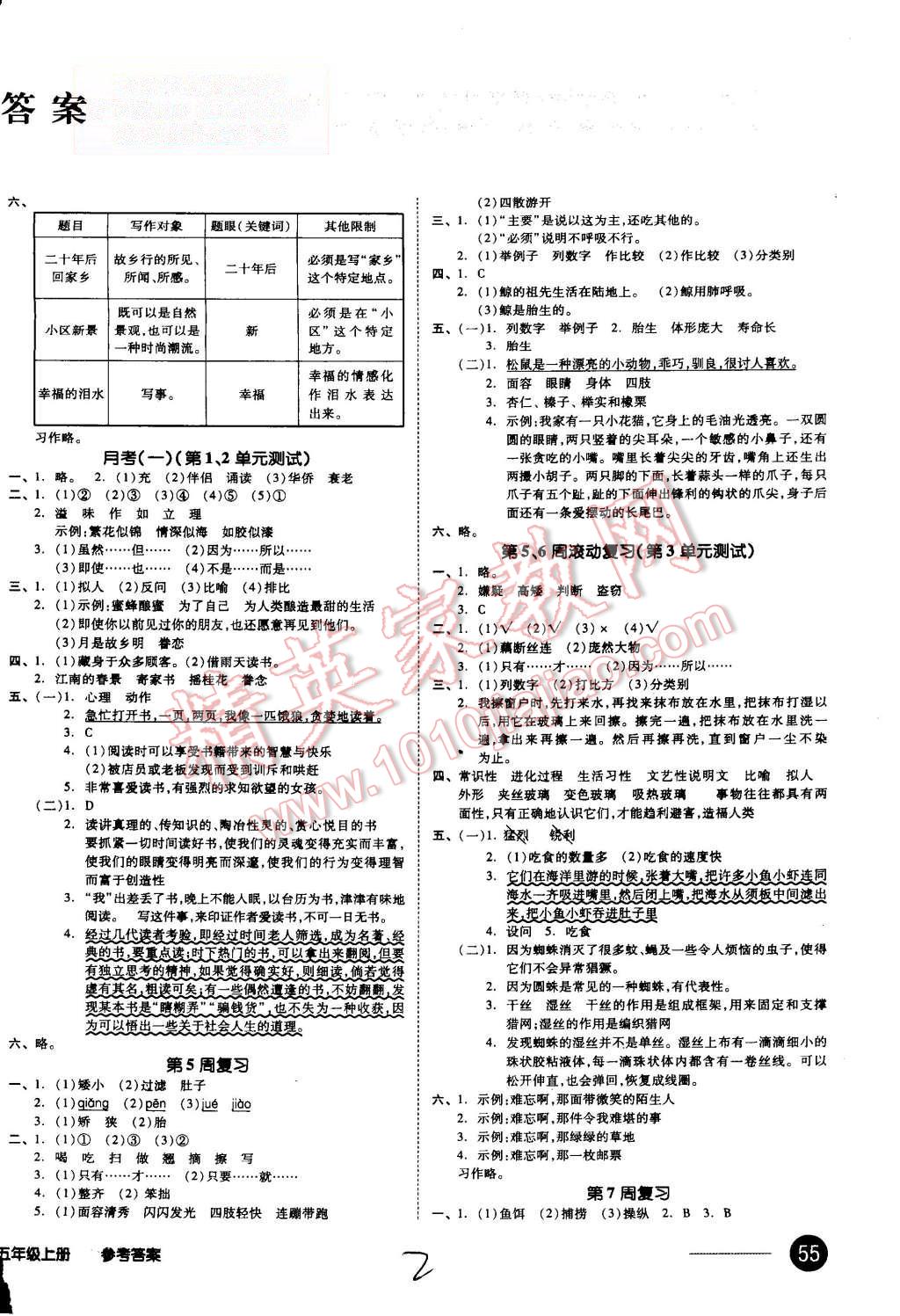 2015年同步活頁測(cè)試卷全品小復(fù)習(xí)五年級(jí)語文上冊(cè)人教版 第2頁