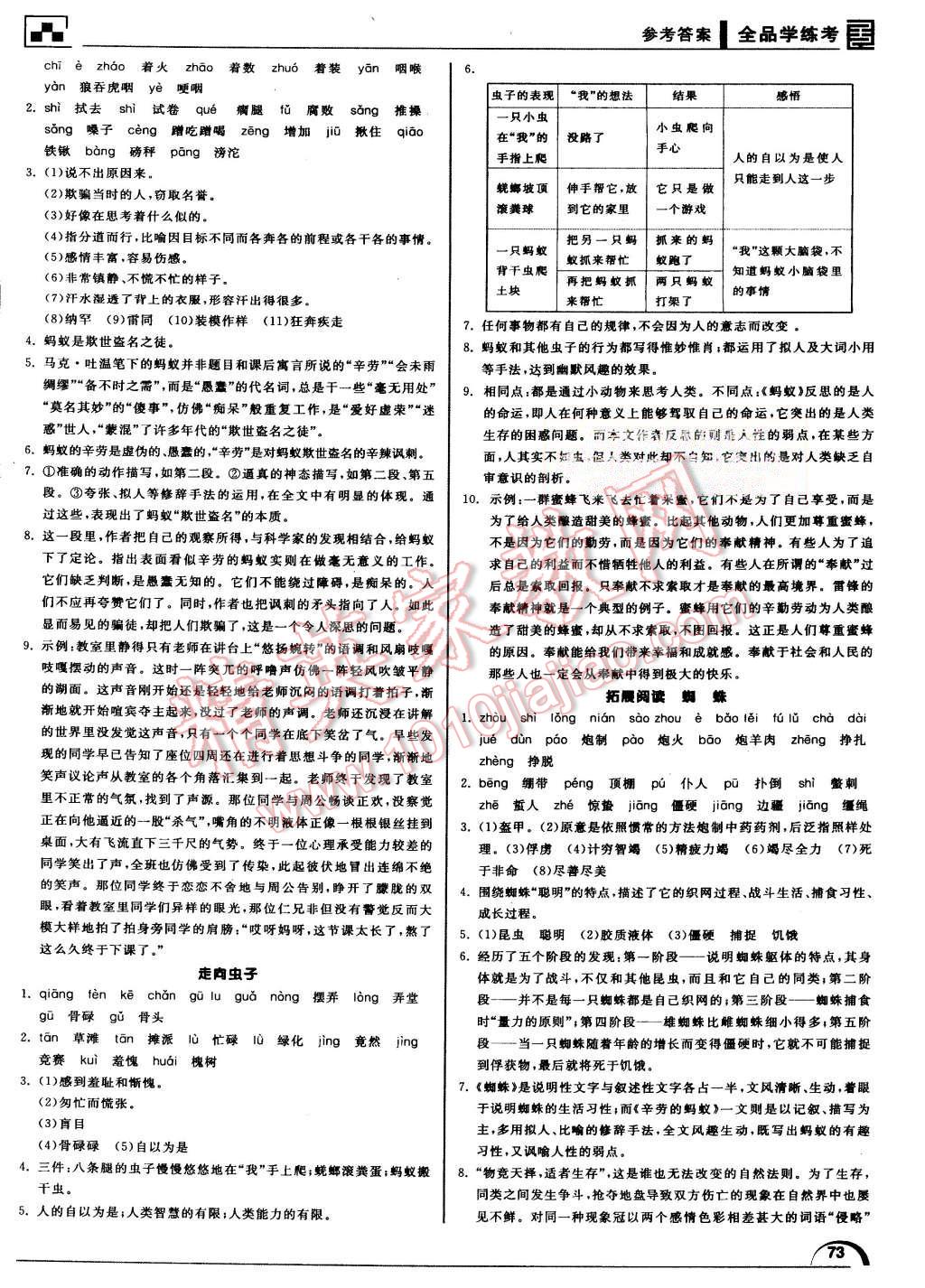 2015年全品学练考八年级语文上册北师大版 第5页