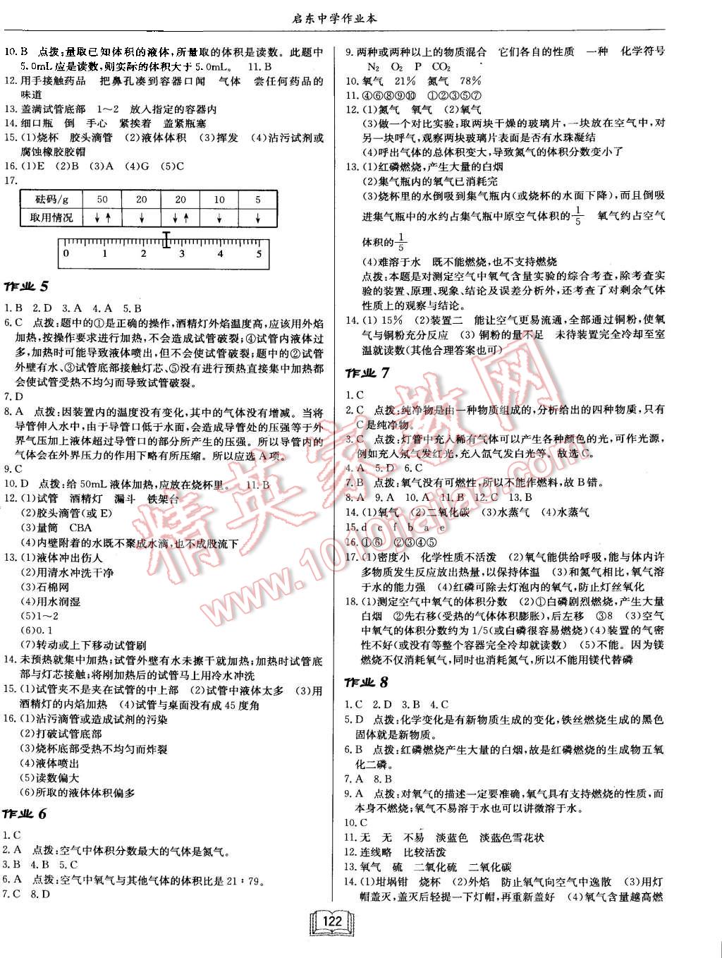 2015年啟東中學作業(yè)本九年級化學上冊人教版 第2頁