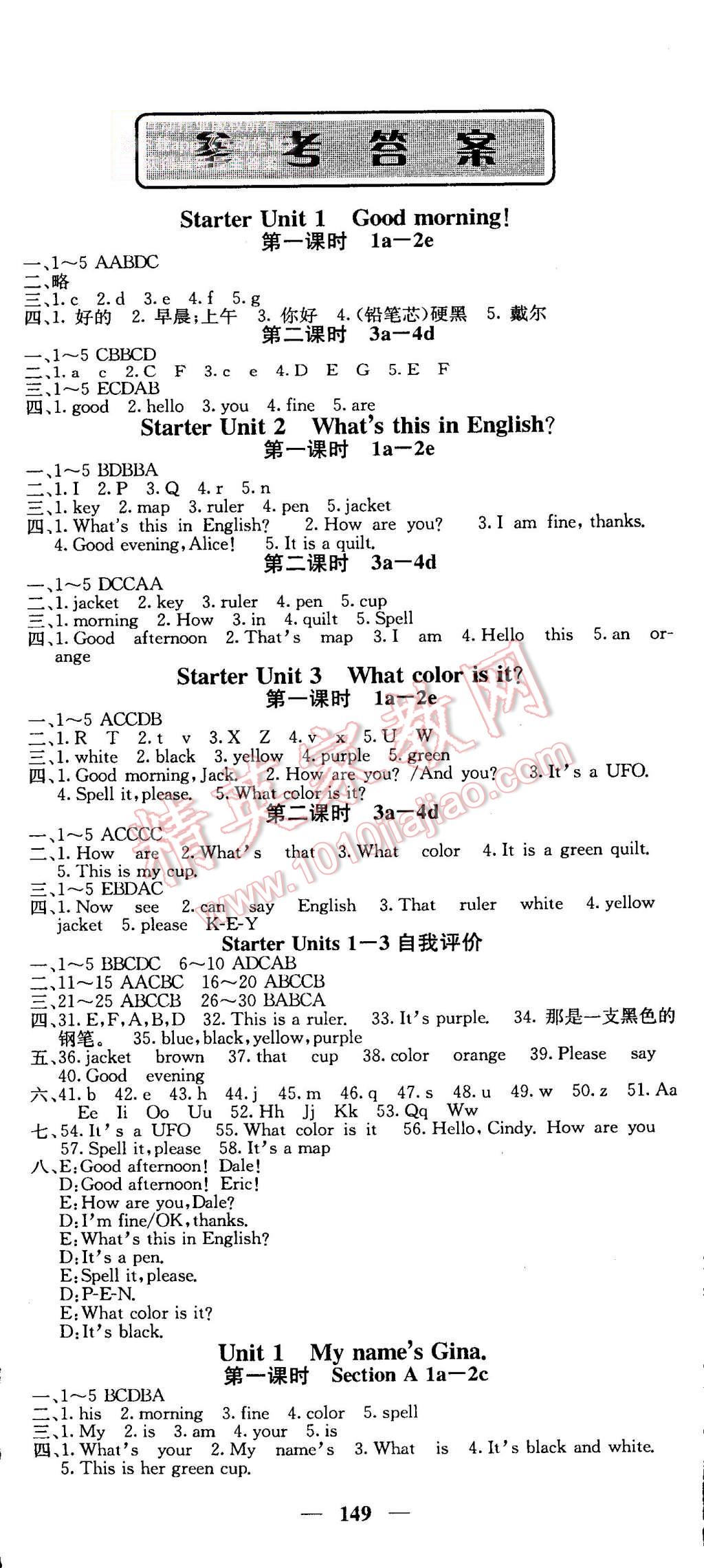 2015年課堂點睛七年級英語上冊人教版 第1頁