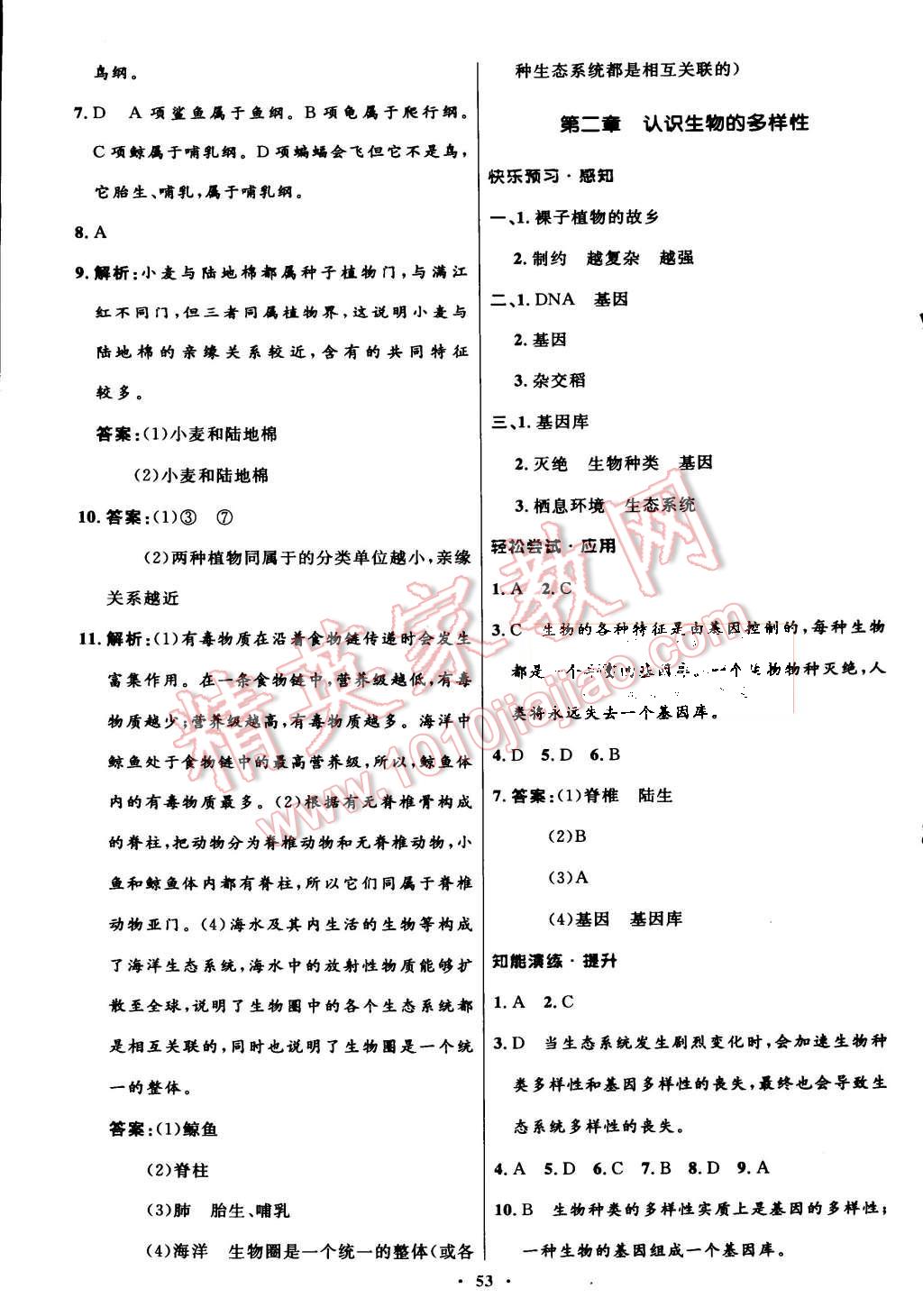 2015年初中同步测控优化设计八年级生物学上册人教版 第21页