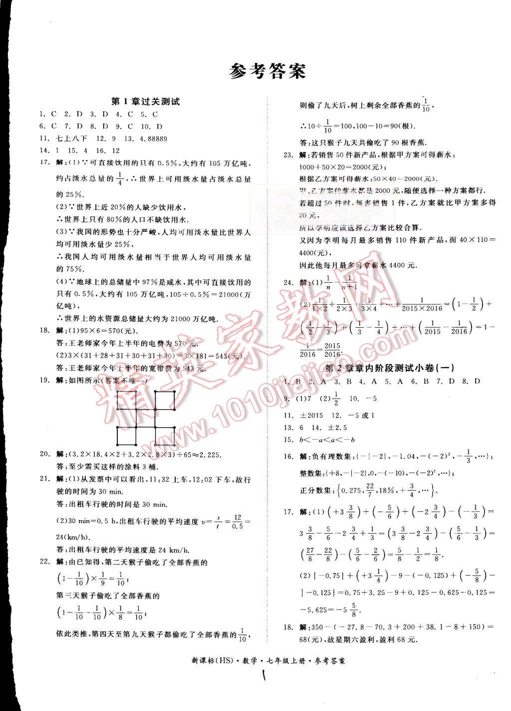 2015年同步活頁(yè)測(cè)試卷全品小復(fù)習(xí)七年級(jí)數(shù)學(xué)上冊(cè)華師大版 第1頁(yè)