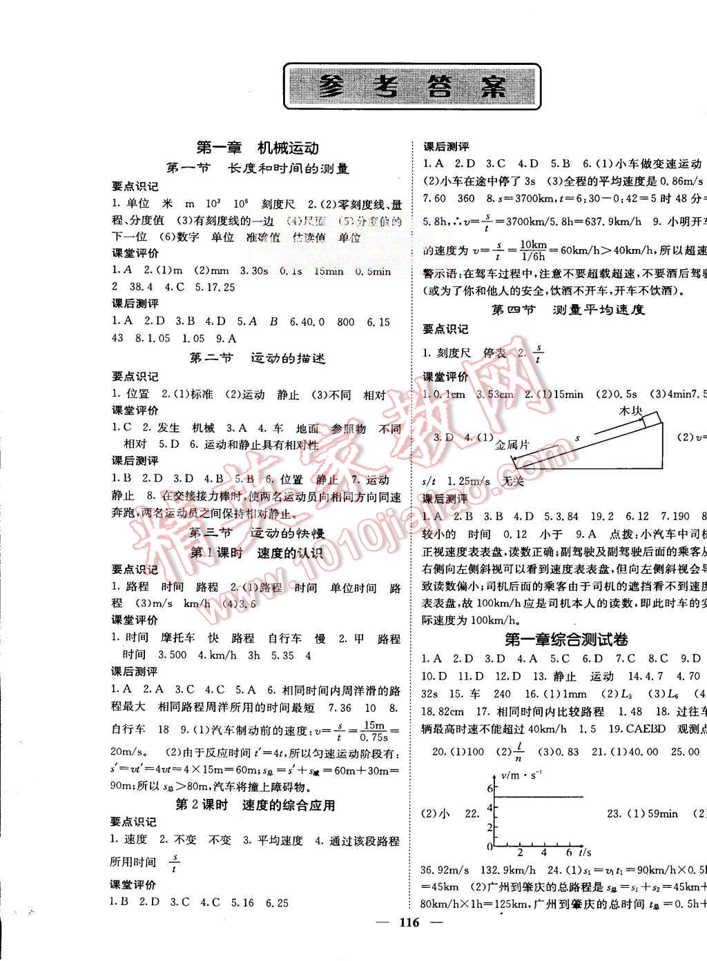 2015年課堂點(diǎn)睛八年級(jí)物理上冊(cè)人教版 第1頁(yè)