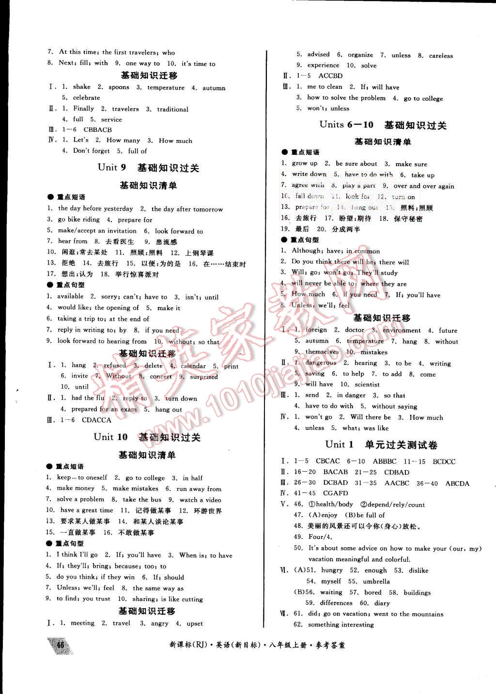 2015年同步活页测试卷全品小复习八年级英语上册人教B版 第3页