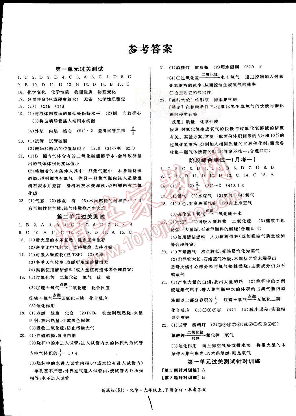 2015年全品小復(fù)習(xí)九年級(jí)化學(xué)上下冊(cè)合訂人教版 第1頁(yè)