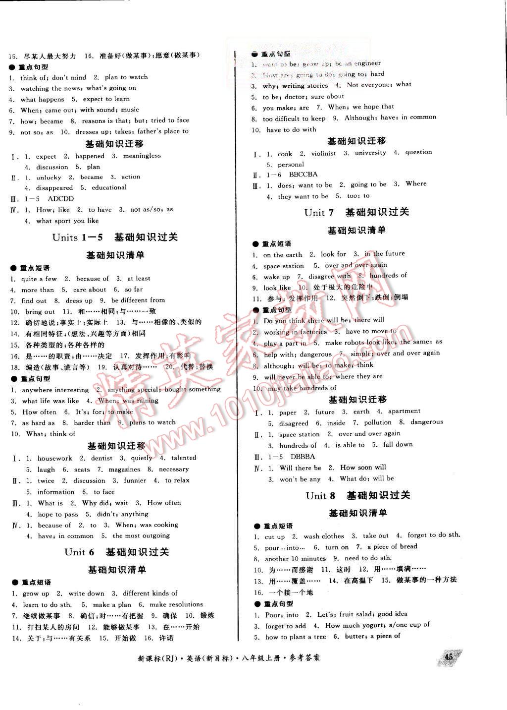 2015年同步活页测试卷全品小复习八年级英语上册人教B版 第2页