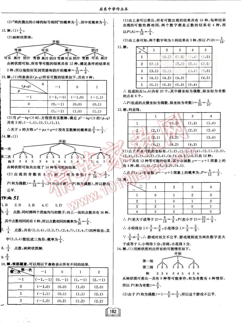 2015年启东中学作业本九年级数学上册人教版 第22页