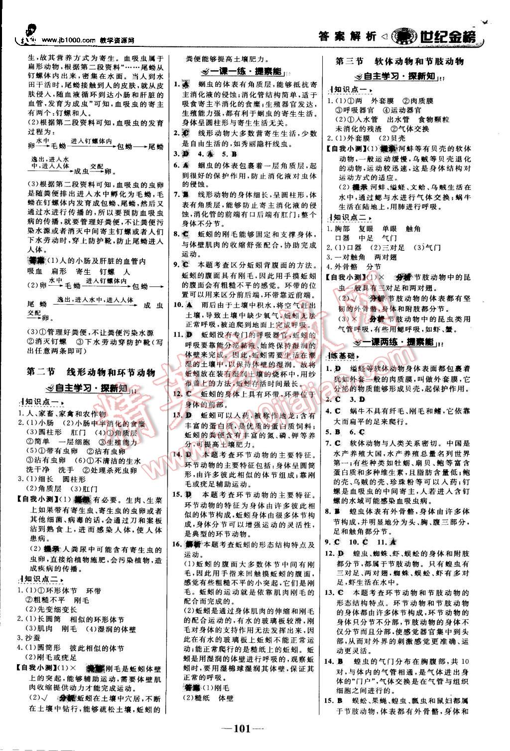 2015年世紀(jì)金榜金榜學(xué)案八年級生物上冊人教版 第2頁