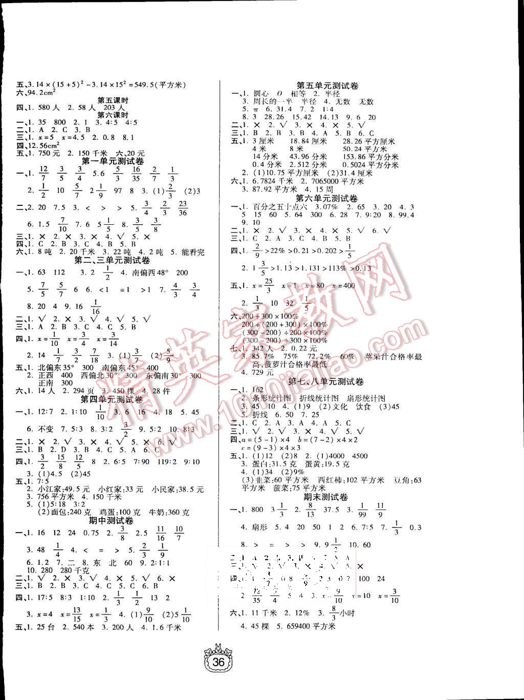 2015年世紀(jì)百通課時(shí)作業(yè)六年級(jí)數(shù)學(xué)上冊(cè)人教版 第4頁