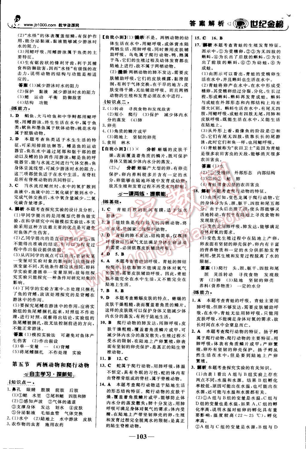 2015年世紀(jì)金榜金榜學(xué)案八年級(jí)生物上冊(cè)人教版 第4頁(yè)