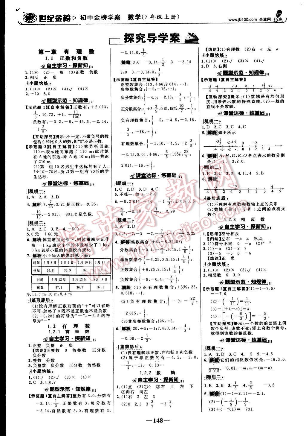 2015年世紀(jì)金榜金榜學(xué)案七年級(jí)數(shù)學(xué)上冊人教版 第1頁