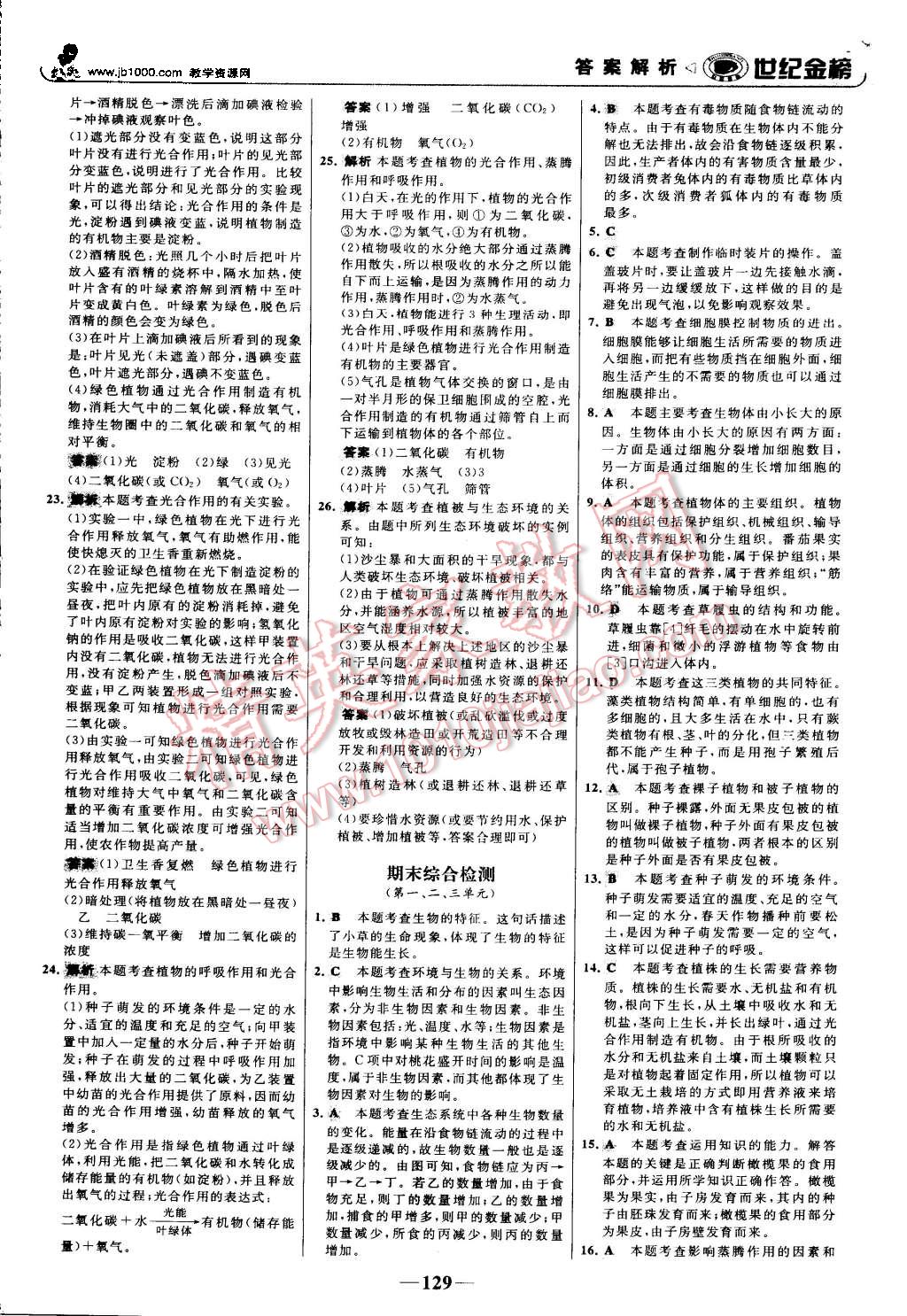 2015年世紀(jì)金榜金榜學(xué)案七年級生物上冊人教版 第30頁