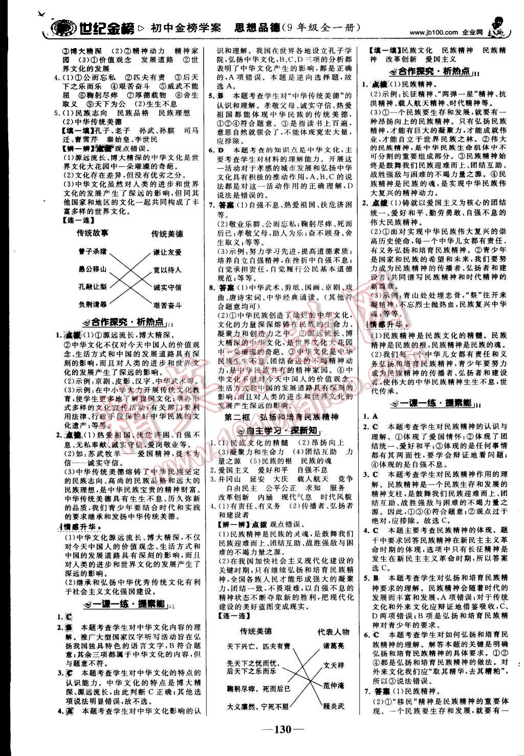 2015年世纪金榜金榜学案九年级思想品德全一册人教版 第7页