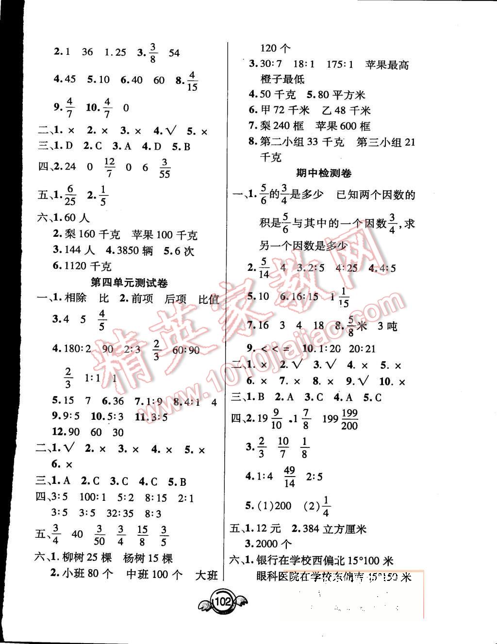 2015年一本好卷六年级数学上册人教版 第2页