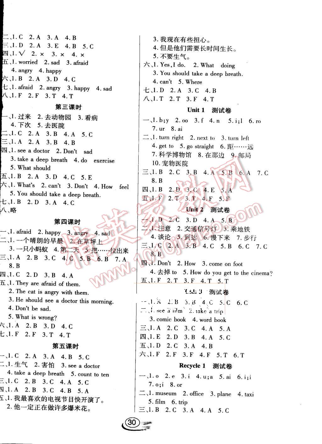 2015年全能測(cè)控課堂練習(xí)六年級(jí)英語上冊(cè)人教PEP版 第6頁