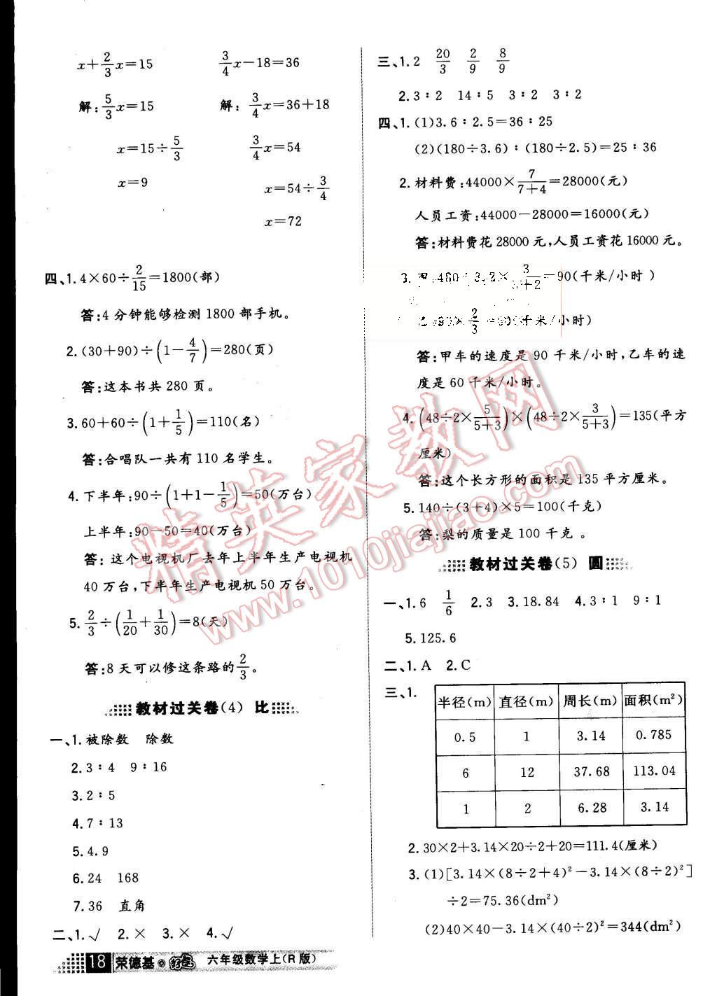 2015年好卷六年级数学上册人教版 第2页