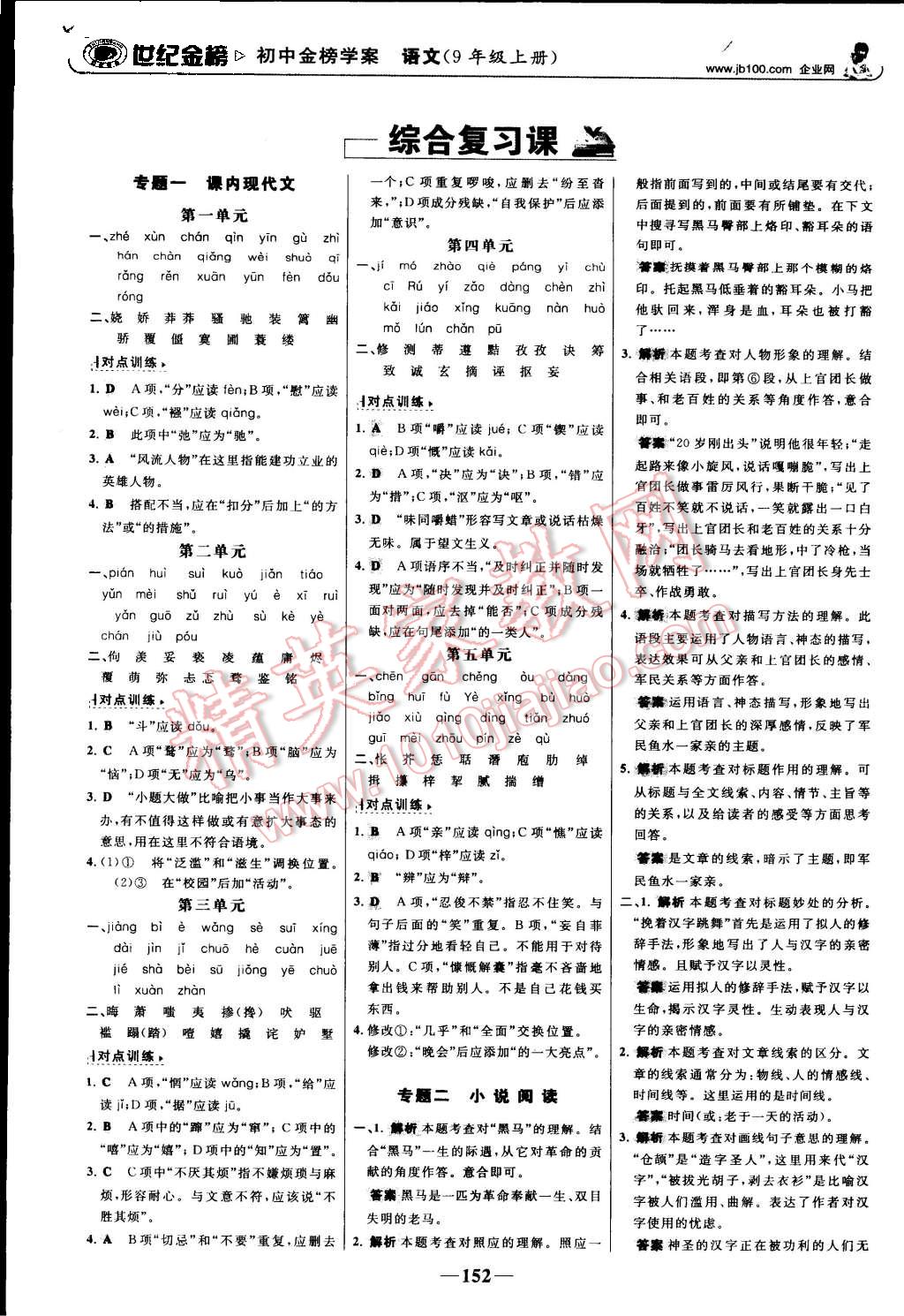 2015年世纪金榜金榜学案九年级语文上册人教版 第21页