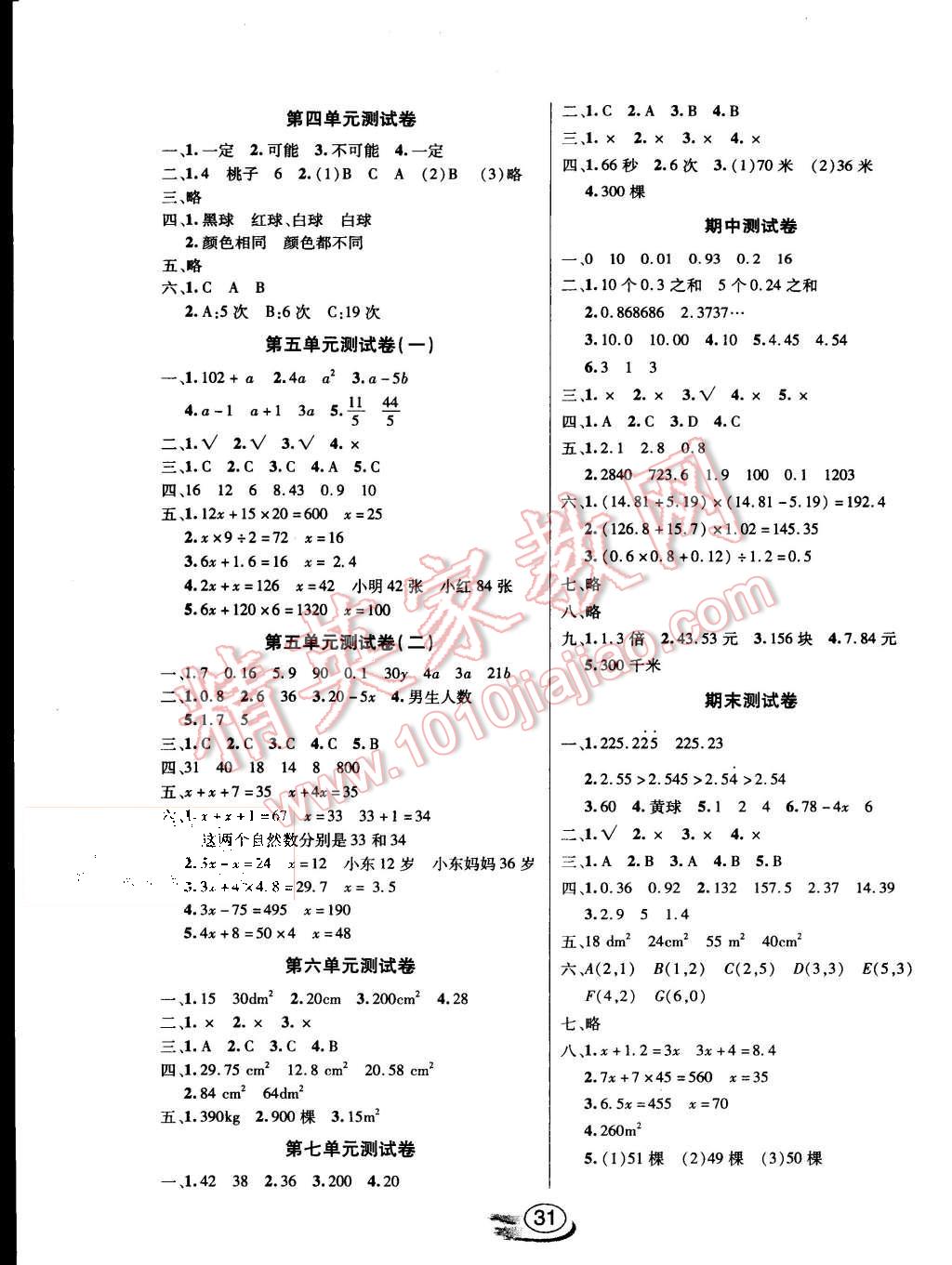 2015年全能測(cè)控課堂練習(xí)五年級(jí)數(shù)學(xué)上冊(cè)人教版 第7頁(yè)