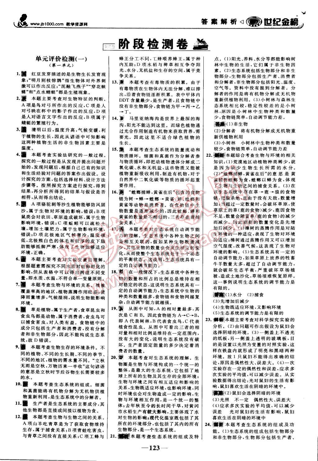 2015年世紀(jì)金榜金榜學(xué)案七年級生物上冊人教版 第24頁