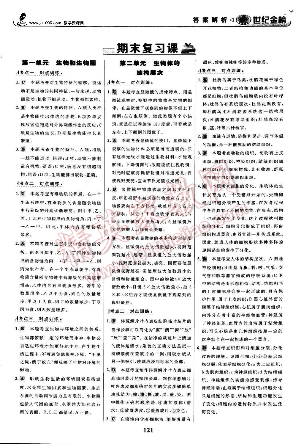 2015年世紀(jì)金榜金榜學(xué)案七年級(jí)生物上冊(cè)人教版 第22頁(yè)