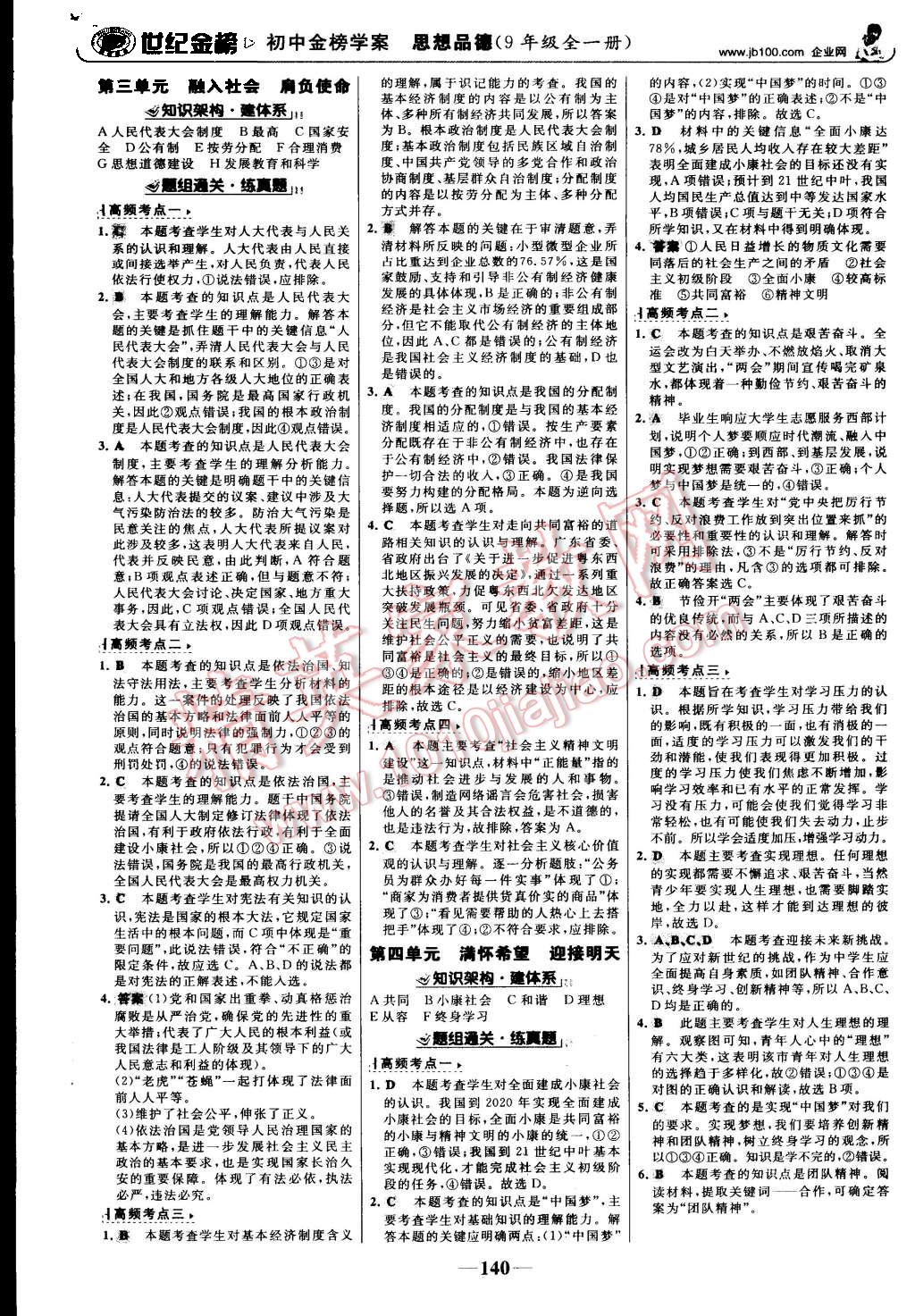 2015年世纪金榜金榜学案九年级思想品德全一册人教版 第17页