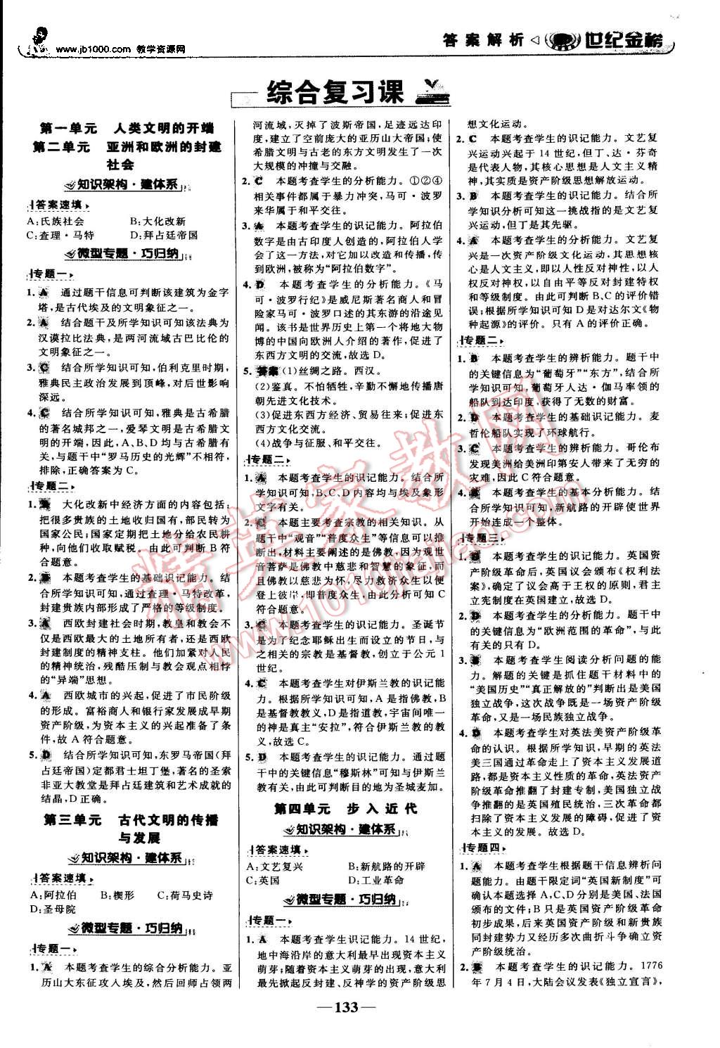 2015年世纪金榜金榜学案九年级历史上册人教版 第10页