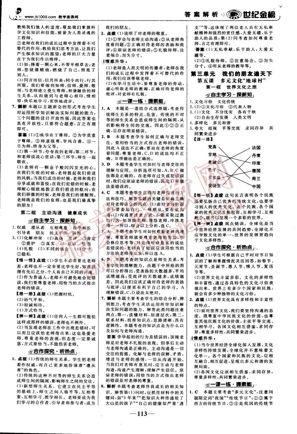 2015年世紀金榜金榜學案八年級思想品德上冊人教版 第6頁